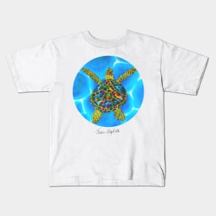 Caribbean unveiled on silk | Black Opal Sea Turtle Kids T-Shirt